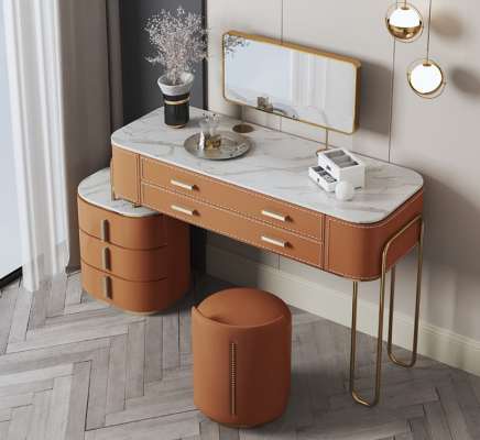 Dormitorio Mesa de tocador con espejo bicolor 2 cajones Nuevo