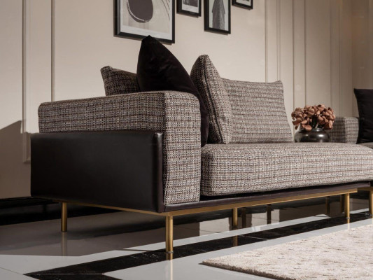 Conjunto de sala de estar sofá mesas de centro 5 piezas sofá de tela gris conjunto de madera.