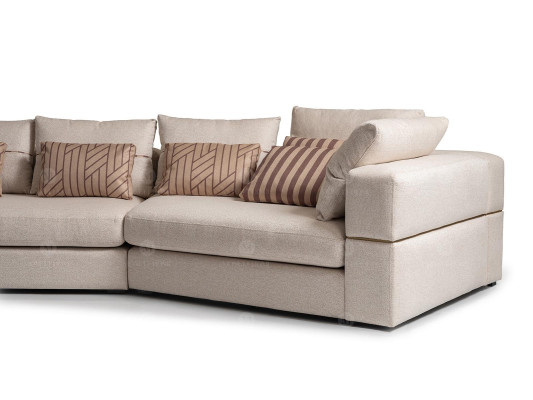 Conjunto de sofá de esquina, sillón, sofá de tela RTV, armario bajo moderno de 3 piezas en color beige.