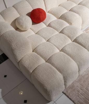 Sofá esquinero de tela sofá tapizado sofá moderno de lujo sofá relajante blanco muebles
