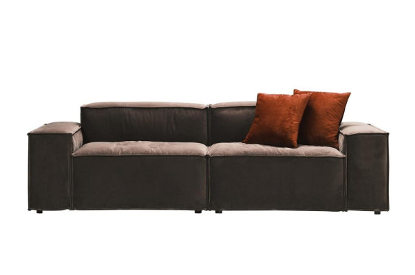 - Conjunto de sofá de tela de tres plazas y sillón gris