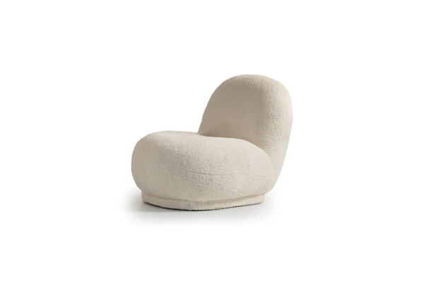 Sillón butaca moderno blanco de tela acolchada, de una plaza.