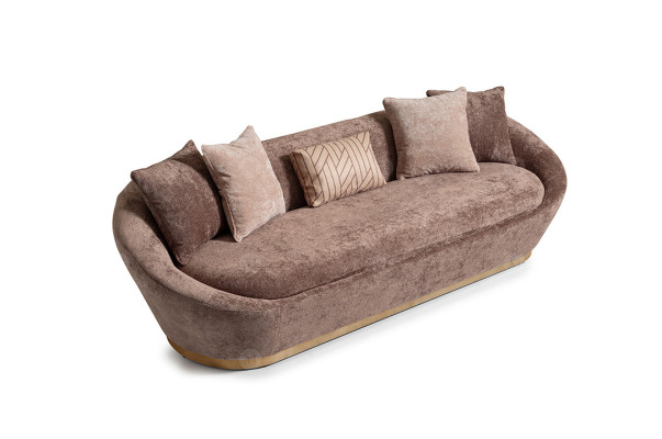 Sofá de tela de tres plazas en beige con sillón - Conjunto de sofá