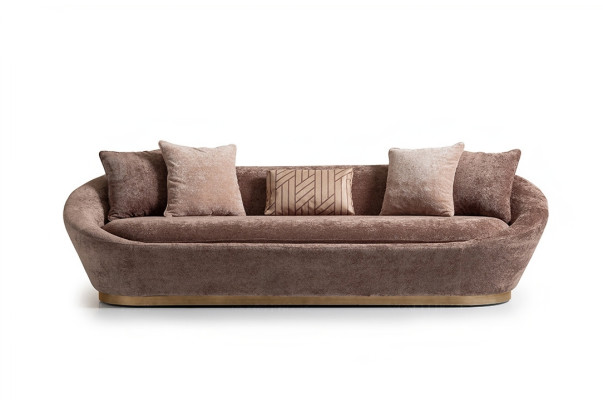 Sofá de tela de tres plazas en beige con sillón - Conjunto de sofá