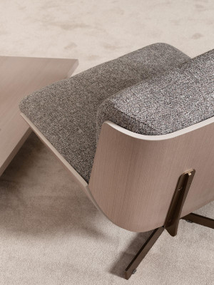 Silla giratoria de tela de una plaza en gris para salón, sillón club.