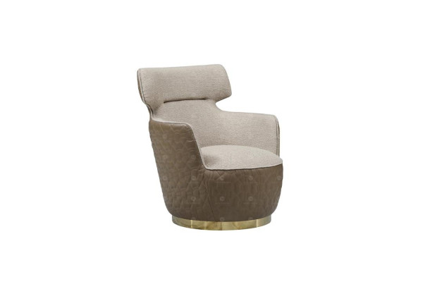 Sillón orejero, sillón de tela, asiento individual, beige, sillón club, moderno.