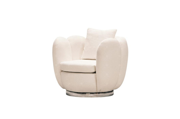 Sillón moderno de una plaza blanco de tela para sala de estar.