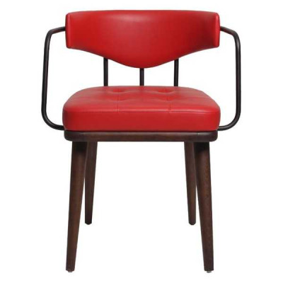 Silla roja de comedor de una plaza de madera para sala de estar