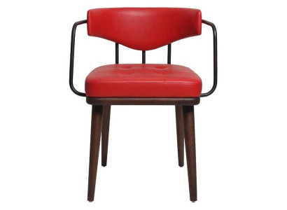 Silla roja de comedor de una plaza de madera para sala de estar