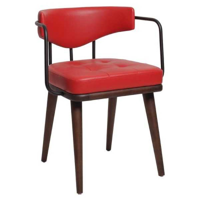 Silla roja de comedor de una plaza de madera para sala de estar