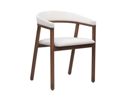 Silla de comedor Silla de madera blanca individual moderna con apoyabrazos Sillas
