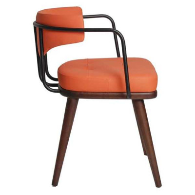 Sillón moderno naranja con reposabrazos, silla individual de diseñador.