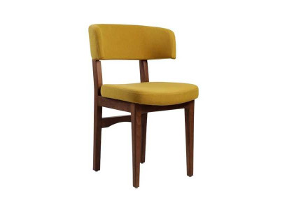 Silla de comedor amarillo-marrón, silla de diseñador, sala de estar de una plaza, nueva.