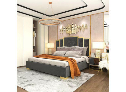 Cama de 2 plazas, 3 piezas, conjunto de dormitorio moderno y lujoso con mesitas de noche.