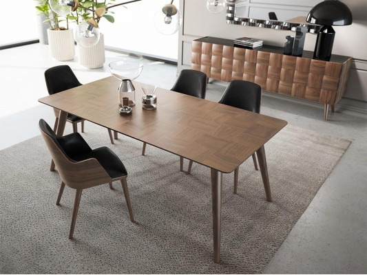 Juego completo de comedor de 7 piezas, mesa de comedor nueva, 4 sillas, aparador de lujo con espejo.