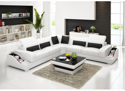 Sofá de cuero Sofá de esquina Sofá en forma de L Sofá de esquina Conjunto moderno de sofá.