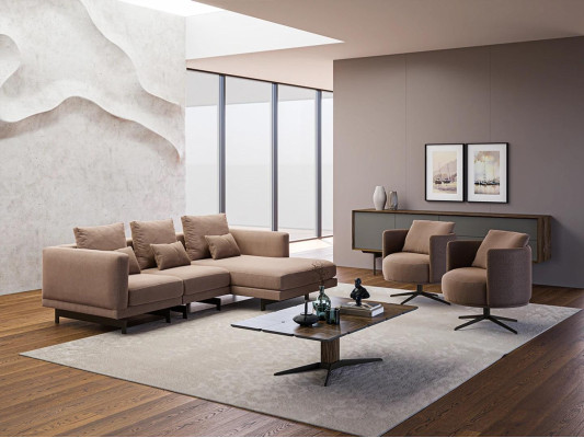 Sofá conjunto de lujo Muebles Sofa Forma de L 2x Sillón Muebles tapizados Nuevo Mesa de centro