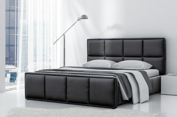 Cama doble Marco de cama Cama Muebles de cama Cama tapizada Camas Poliéster Moderno Negro