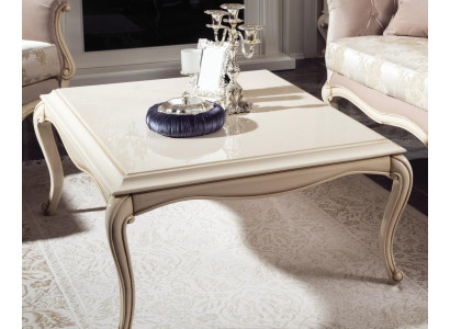 Mesa de centro francesa Barroco Rococó Muebles blanco plata Decoración de madera