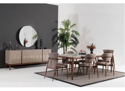 Italian dining room set, dining group, dining table set, chair group, sideboard.