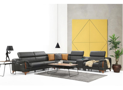 Sofá esquinero de lujo en forma de L, nuevo, mueble de diseño moderno para sala de estar en textil.