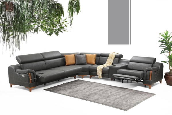 Sofá esquinero de lujo en forma de L, nuevo, mueble de diseño moderno para sala de estar en textil.