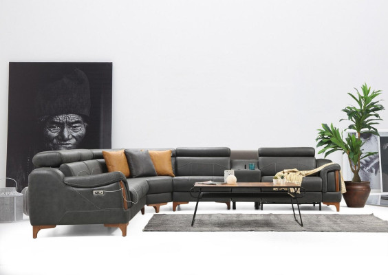 Sofá esquinero de lujo en forma de L, nuevo, mueble de diseño moderno para sala de estar en textil.