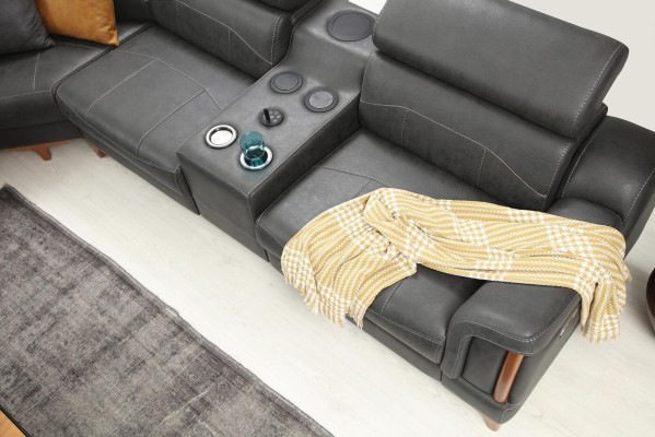 Sofá esquinero de lujo en forma de L, nuevo, mueble de diseño moderno para sala de estar en textil.