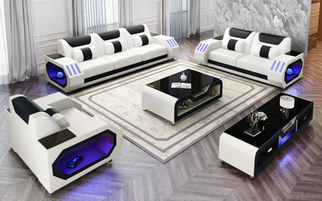 Moderno conjunto de sofás de cuero sofá tapizado sofás conjuntos de sofás de cuero aparador nuevo