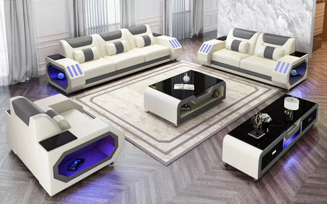 Moderno conjunto de sofás de cuero sofá tapizado sofás conjuntos de sofás de cuero aparador nuevo