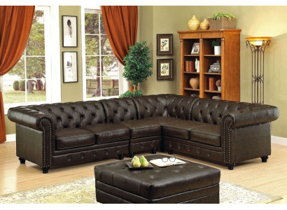 Sofá esquinero Chesterfield Sofá Sofá de cuero Sofá de esquina Conjunto de sofás de diseño #336
