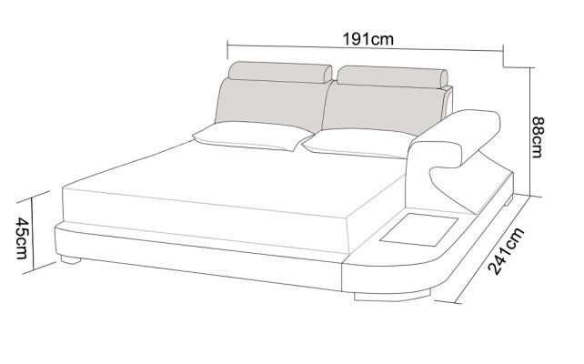 Cama de lujo + iluminación cama de cuero camas sofá grande matrimonio tapizado 140/160/180 Nuevo