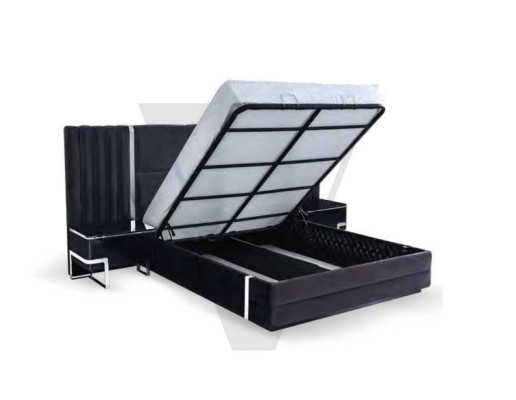 Mesa de noche negra Muebles de dormitorio Lujo Mesa auxiliar de diseñador 2 piezas.