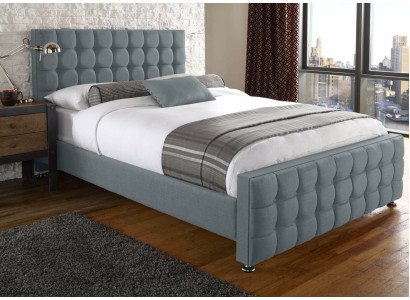 Cama doble gris Chesterfield de diseño de lujo para dormitorio Equipamiento noble