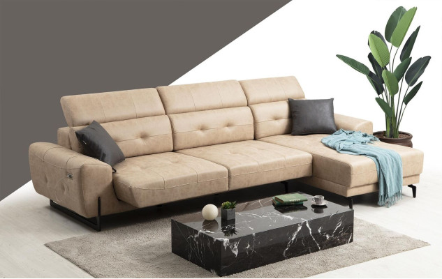 Sofá de lujo para sala de estar en forma de L, muebles de diseño moderno para asientos y tapicería.