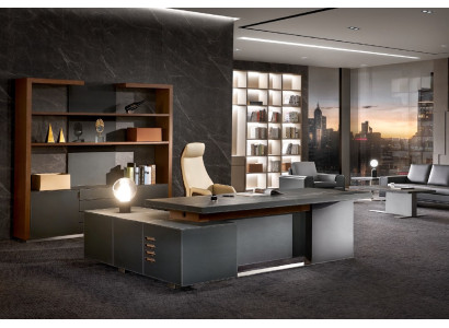 Escritorio de cuero, mesas de oficina de diseñador, mobiliario de mesa, muebles, silla.