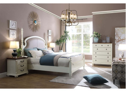 Cama Mesita de noche Taburete 4 piezas Juego de dormitorio Diseño Moderno Lujo Camas Nuevas