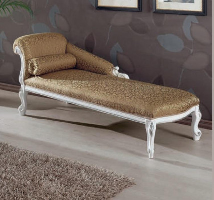 Sofá chaise longue de lujo, estilo art déco, textil, comodidad.
