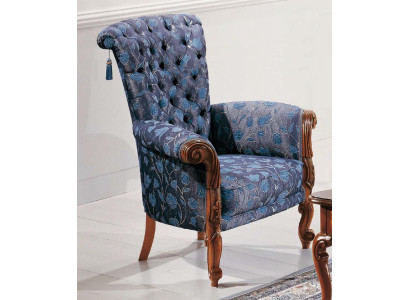 Sillón italiano con diseño de tapicería en textil de una plaza, sofá con tapizado de un asiento.