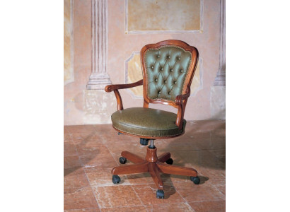 Silla de oficina, silla giratoria Chesterfield, silla ejecutiva de cuero italiano, silla con respaldo.
