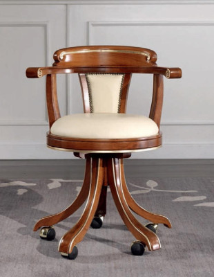 Silla de oficina de estilo rústico de madera para chef, mueble blanco giratorio nuevo.