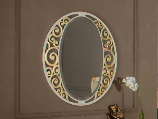 Espejo de pared ovalado clásico de oro Muebles italianos Espejo clásico Nuevo