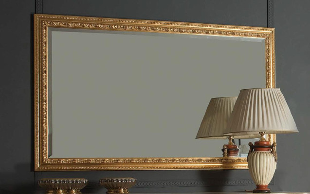 Espejo de diseño clásico italiano, muebles espejo de pared de madera dorada, muebles nuevos.