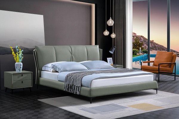 Cama de cuero 2x mesita de noche 3 piezas Juego de dormitorio Muebles Moderno Lujo Camas Nuevas