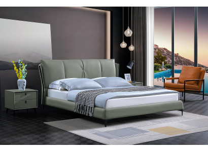 Cama de cuero 2x mesita de noche 3 piezas Juego de dormitorio Muebles Moderno Lujo Camas Nuevas