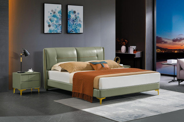Dormitorio Cama 3 mesitas de noche juego de 3 piezas Diseño Camas de lujo Madera Cama doble