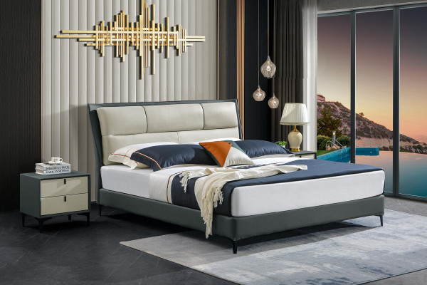 Dormitorio Cama Mesitas de noche Conjunto de 3 piezas Diseño de lujo Camas de madera Cama doble