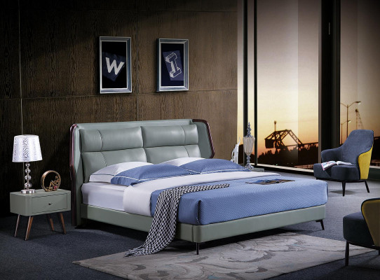 Cama acolchada de diseño de lujo doble cama de hotel para dormitorio de madera nueva 180x200cm
