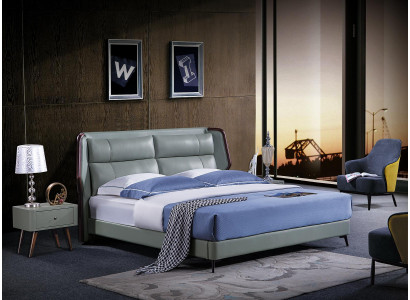 Cama acolchada de diseño de lujo doble cama de hotel para dormitorio de madera nueva 180x200cm