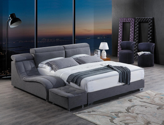 Cama de diseñador textil de hotel doble de lujo de 180x200 cm.